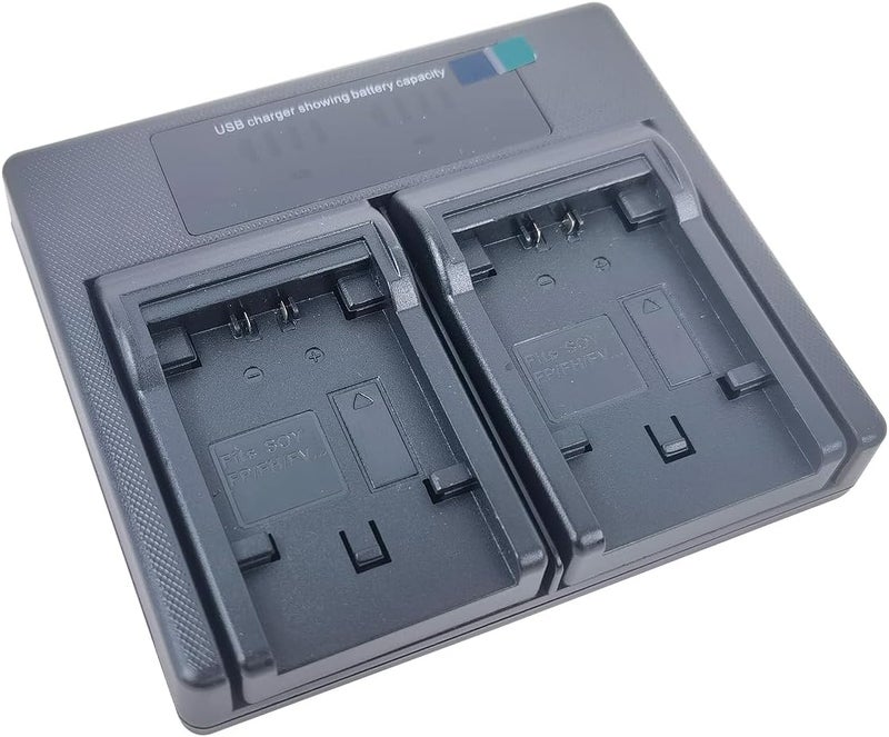 EMOVERY USB Dual Battery Charger for Sony NP-FV100 NP-FH100 NP-FV70 NP-FH70 NP-FH30 NP-FH50 NP-FP30 NP-FP50 NP-FP70/FP71 NP-FP90 DCR-DVD DCR-HC DCR-SR HDR-CX HDR-XR Series Camera - Image 1